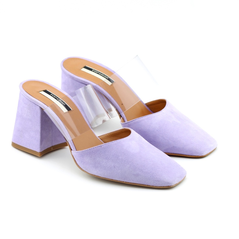 Topshop Goldie Clear Strap Mules - US 6.5